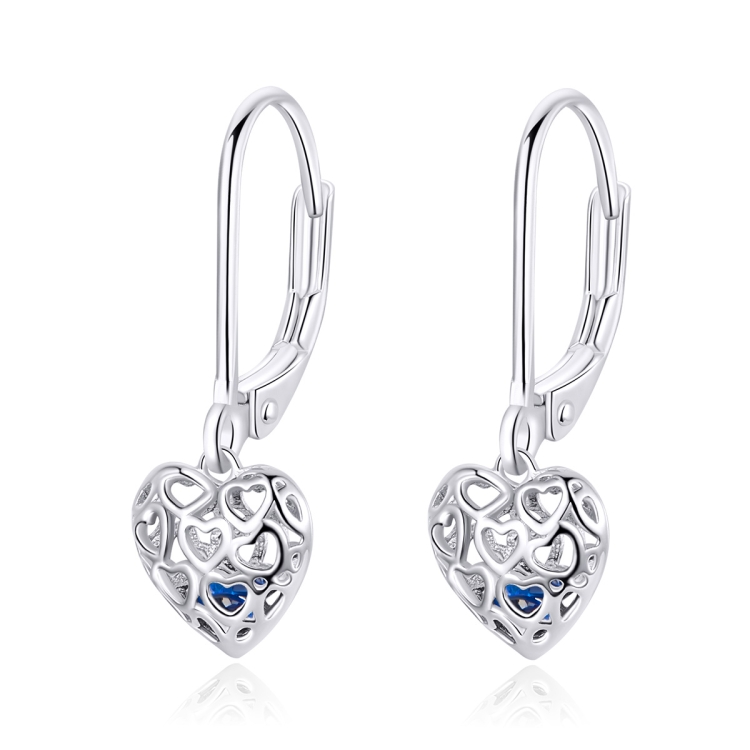 

S925 Sterling Silver Stud Earrings Hollow Heart Shaped Earrings Simple Platinum Plated Earrings