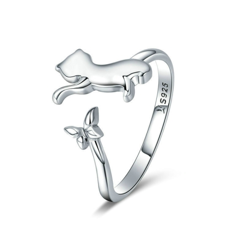 

S925 Sterling Silver Ring Cats Companion Fashion Ring