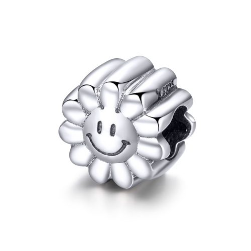 

S925 Sterling Silver Sunflower Smile Jewelry Bead Smiley Pendant