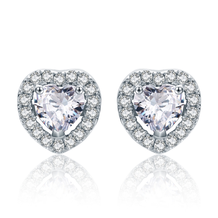 

S925 Sterling Silver Earrings Heart-shaped Diamond Earrings