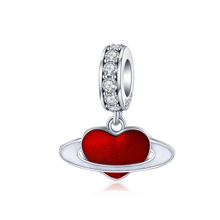 

S925 Sterling Silver Pendant Red Love Planet DIY Bracelet Jewelry Accessories