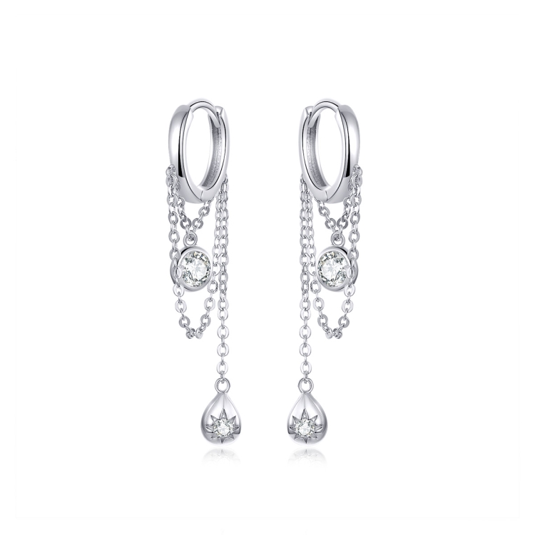 

Sterling Silver Earrings Zircon Tassel Long Earrings S925 Girl Earrings jewelry