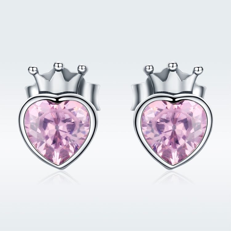 

Heart-shaped S925 Sterling Silver Earrings with Gemstones