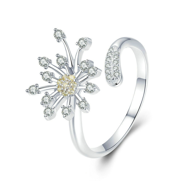 

S925 Sterling Silver Ladies Ring Dandelion Love Diamond Ring