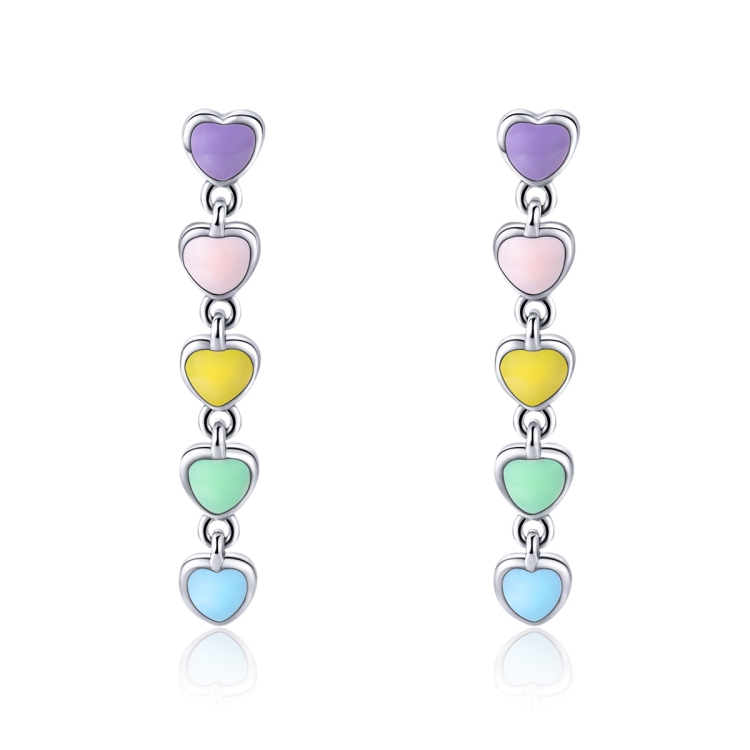 

S925 Sterling Silver Heart-shaped Earrings Simple Dripping Female Earrings