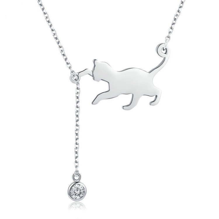 

Naughty Kitten S925 Sterling Silver With Zircon Necklace