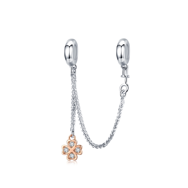 

S925 Sterling Silver Platinum Plated Clover Safety Chain DIY Bracelet Accessories