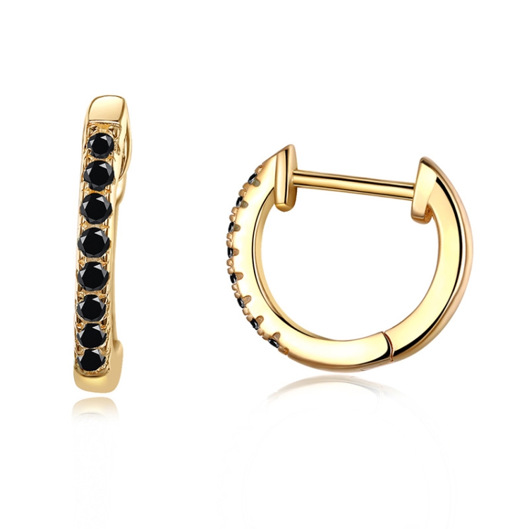 

S925 Sterling Silver Circle Earrings Zircon Earrings (Black Gold)