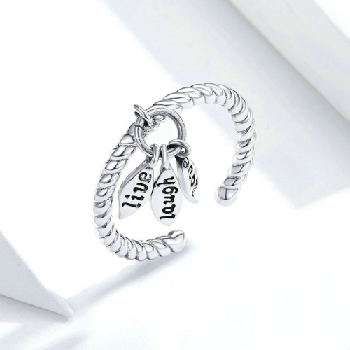 

S925 Sterling Silver Love Life Open Ring Fashion Female Ring