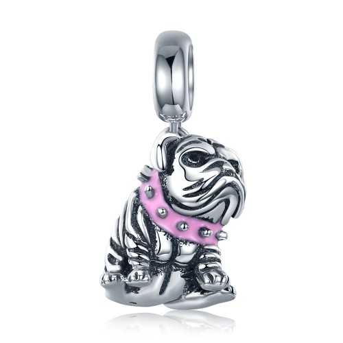 

S925 Sterling Silver Beaded Bulldog Charm Accessory Bracelet Accessory