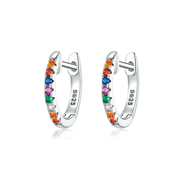 

Sterling Silver Rainbow Earrings S925 Zircon Earrings, Color:White