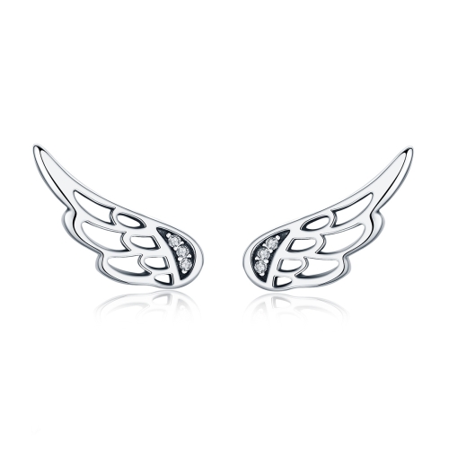 

Sterling Silver Wing Earrings Simple S925 Silver Stud Earrings, Color:Silver