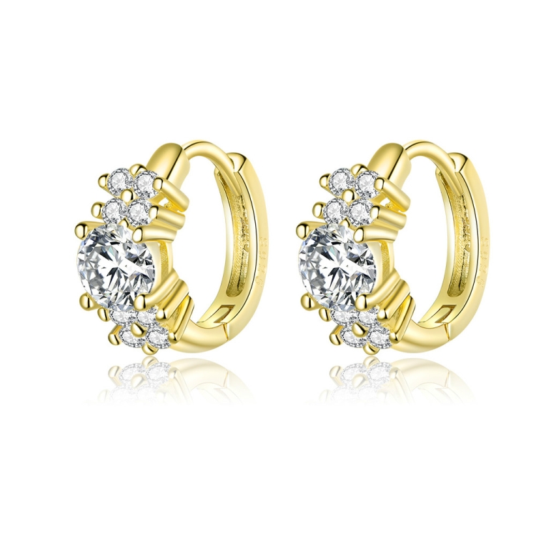 

Sterling Silver Zircon Earrings Simple Temperament S925 Earrings, Color:Gold