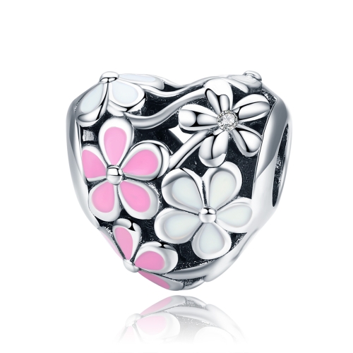 

S925 Sterling Silver Beads Small Daisy Flower Heart-shaped Oil Drop Beads