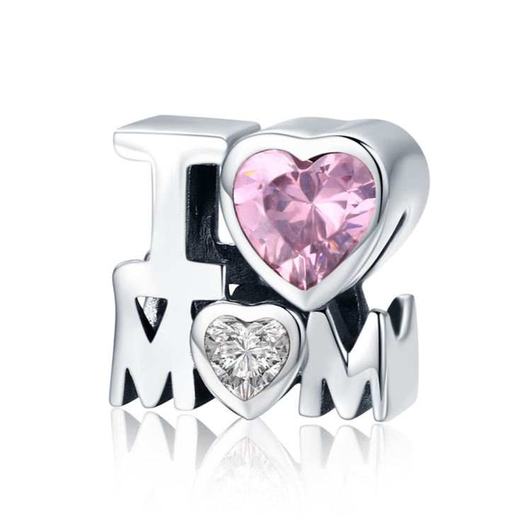 

S925 Sterling Silver M Letter Pink Heart-shaped Platinum Plated Pendant