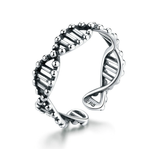 

S925 Sterling Silver Ring Vintage Open Ring DNA Shape Ring