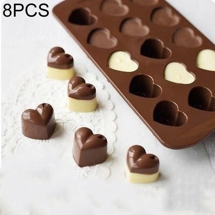 

8 PCS Silicone Love Shape 15 Grid Cake Chocolate Ice Tray Mold