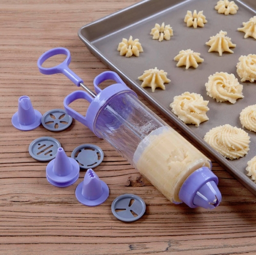 

2 PCS Cookie Gun + 8 Mouth + 10 Flower Piece Set Biscuit Mold Squeeze Cream Baking Tool