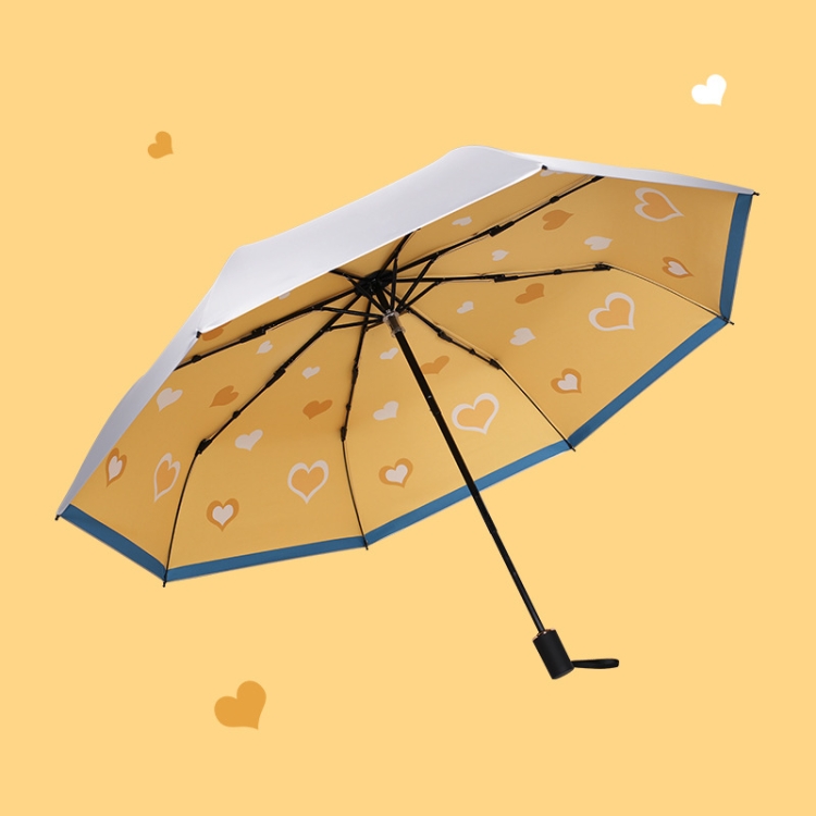 

Three-fold Titanium Silver Sun Umbrella Sun Protection and UV Protection Rain or Rain Umbrella, Style:Automatic(Sunshine Love)