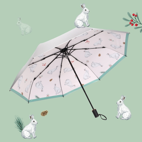 

Three-fold Titanium Silver Sun Umbrella Sun Protection and UV Protection Rain or Rain Umbrella, Style:Automatic(Bunny)