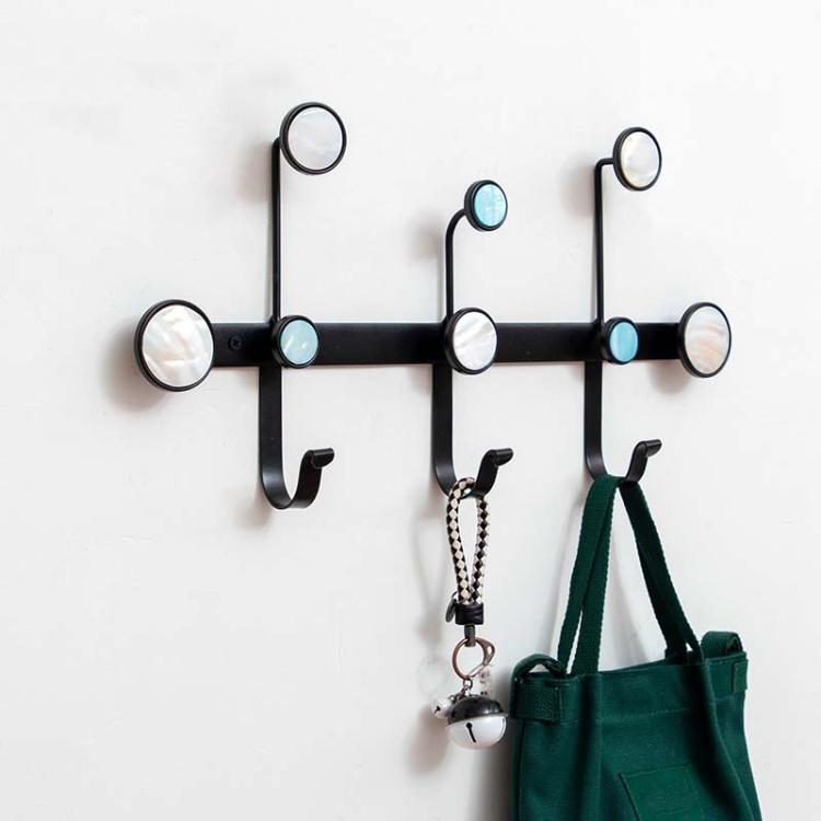 

Creative Hook Clothes Coat Hook Bathroom Wall Metal Coat Hook, Style:3 Hooks, Color:Black