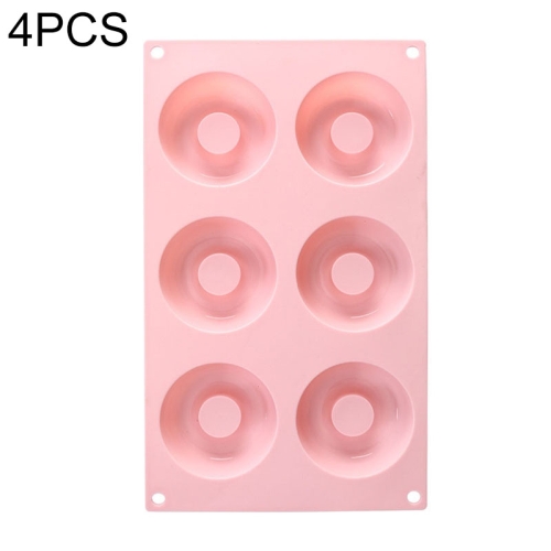 

4 PCS 6 Grid Donuts Silicone Sushi Bread Mold DIY Oven Baking Tools(Light Pink )