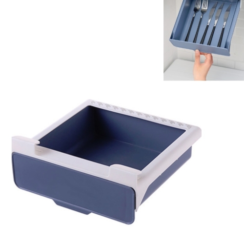 

2 PCS Hidden Drawer Storage Box Sticky Cabinet Partition Hanging Storage Box(Blue)