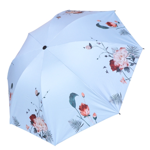 

Folding Umbrella Hand-stitched Anti-ultraviolet Three-fold Umbrella for Rain and Sun(Sky Blue)