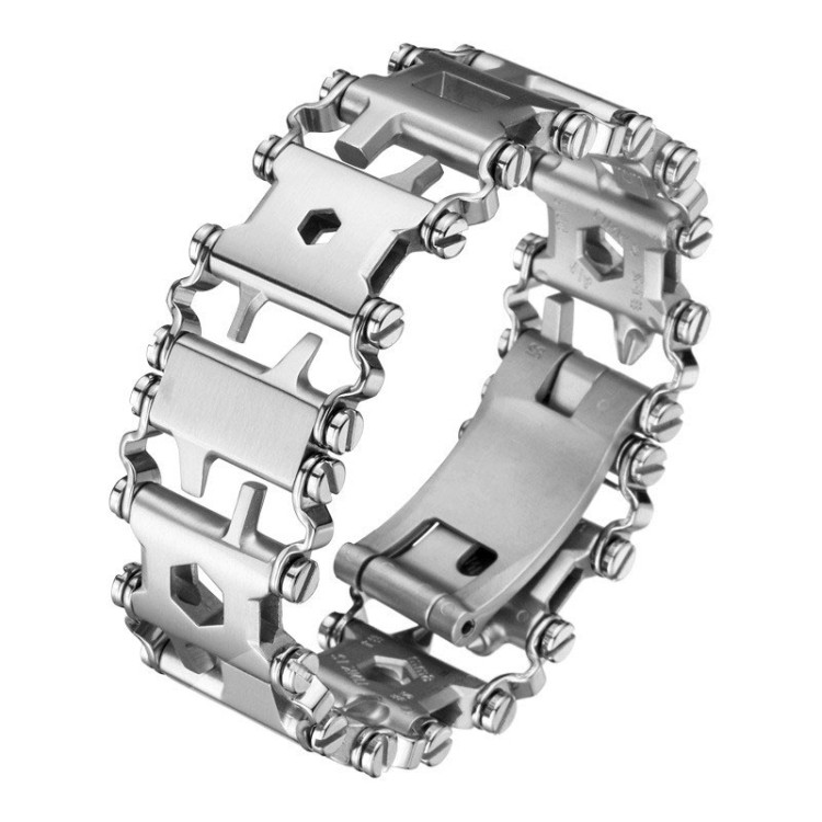 

Multifunctional Stainless Steel Outdoor Survive Tool Bracelet for Men(Wide Silver)