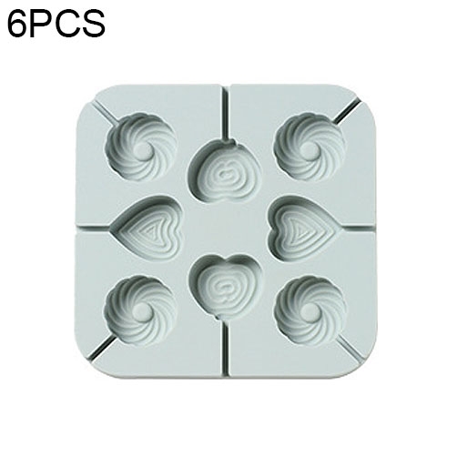 

6 PCS DIY Handmade Chocolate Lollipop Mold Homemade Cartoon Silicone Ice Cream Mold Color Random Delivery, Style:Simple Rainbow Candy