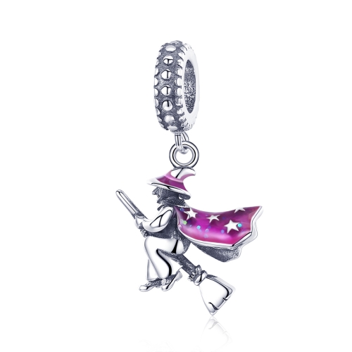 

S925 Sterling Silver Magic Witch Broom Pendant Dripping Oil DIY Bracelet Accessories