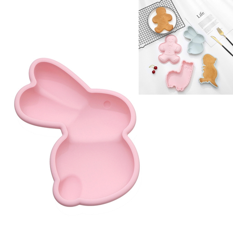 

6 PCS Cartoon Animal Shape Silicone Non-cut high Temperature Baking Cake Mold, Style:Rabbit(Pink)