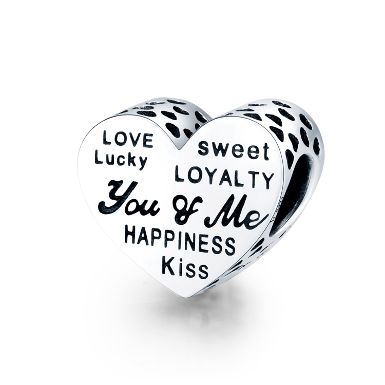 

S925 Sterling Silver Heart-shaped Beaded Letters DIY Bracelet Beads
