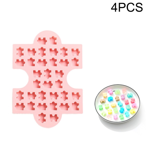 

4 PCS Creative Jigsaw Puzzle Shape Ice Tray Mold Microwave Oven Candy Chocolate Cake Mold(Pink)