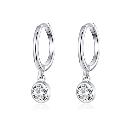 

S925 Sterling Silver Platinum-plated Earrings Temperament Zircon Earrings