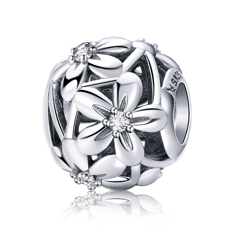 

S925 Sterling Silver Flower Shape Dripping Oil Silver Beads DIY Bracelet Accessories