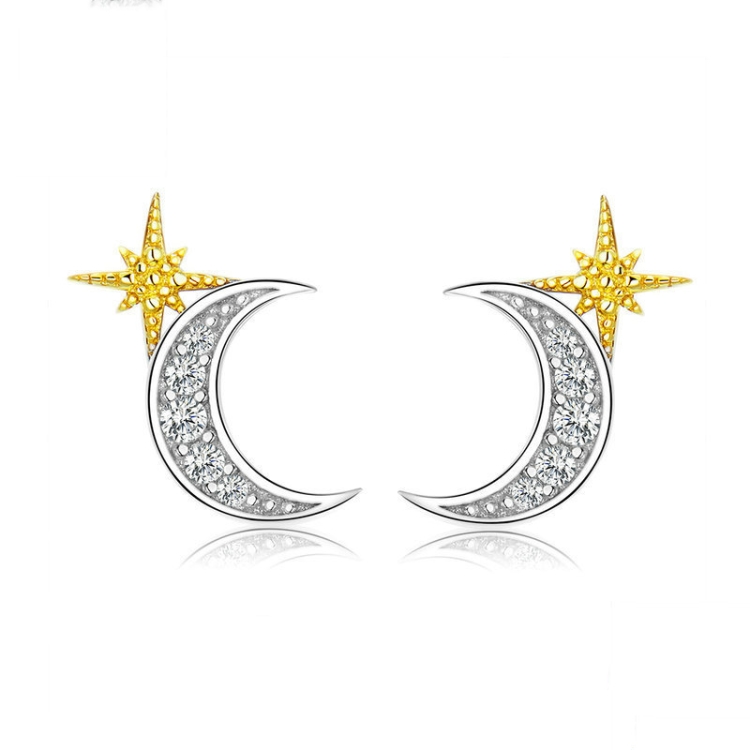

Gold-plated S925 Sterling Silver Star Moon Girls Earrings