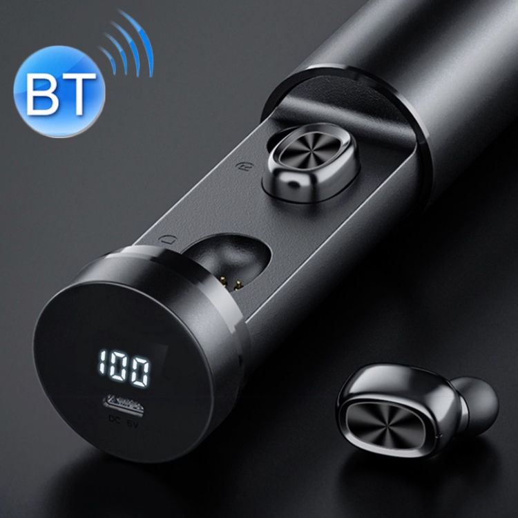 

B9 Bluetooth Headset Pull-out Digital Display Earplugs Touch Bluetooth Headset(Black)