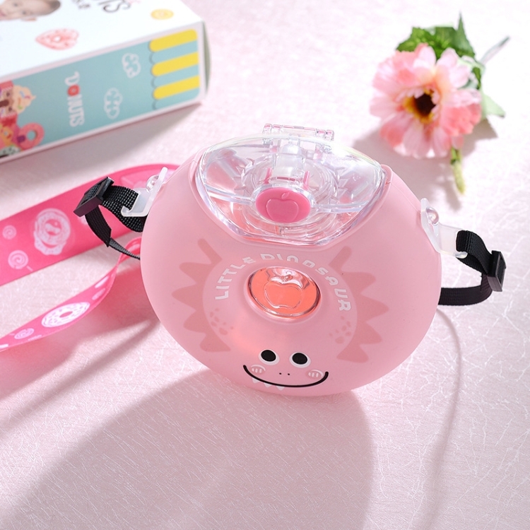 

Cartoon Dinosaur Doughnut Shape Kettle Outdoor Portable Children Cartoon Cute Water Cup Plastic Straw Cup(Pink)