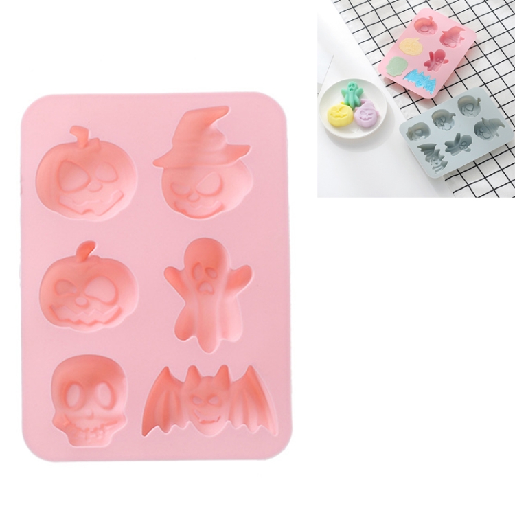 

4 PCS Silicone Halloween Cake Mold 6 Hole Baking Mold DIY Ice Mould(Pink)