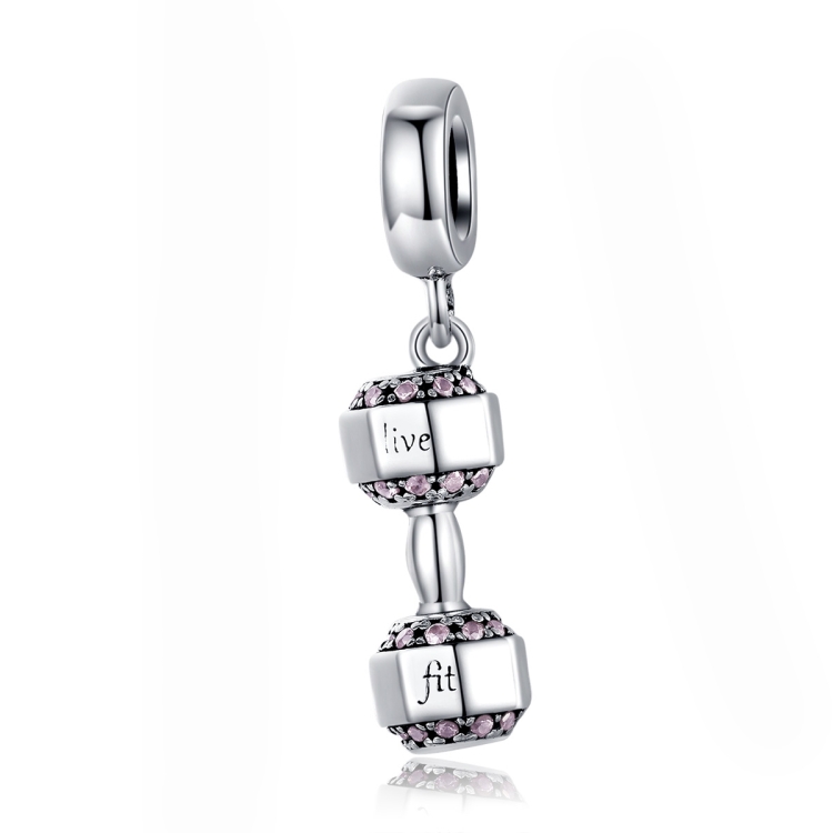 

S925 Sterling Silver Dumbbell Pendant Fitness Equipment Strap Charm DIY Bracelet Accessories