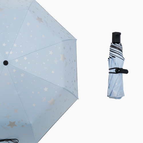 

Hot Silver Star Sunshade Sun And Rain Dual-Use Umbrella Small Fresh Folding Vinyl Anti-Ultraviolet Umbrella, Style:Manual(Blue)