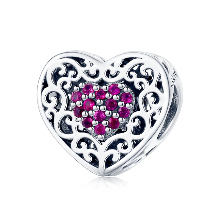 

S925 Sterling Silver Heart-shaped Pattern Beads DIY Bracelet Accessories