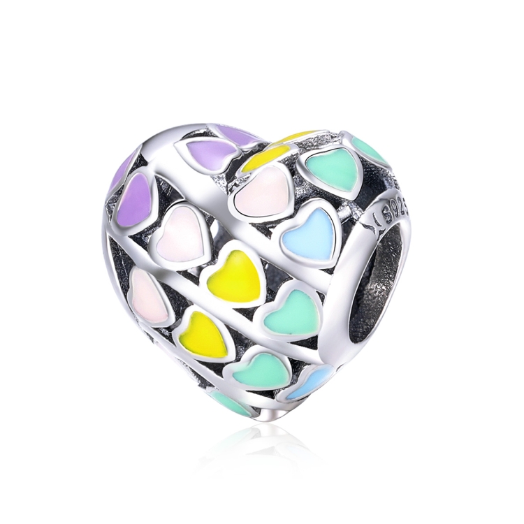 

S925 Sterling Silver Color Heart-shaped Oil Drop Beads DIY Bracelet Accessory