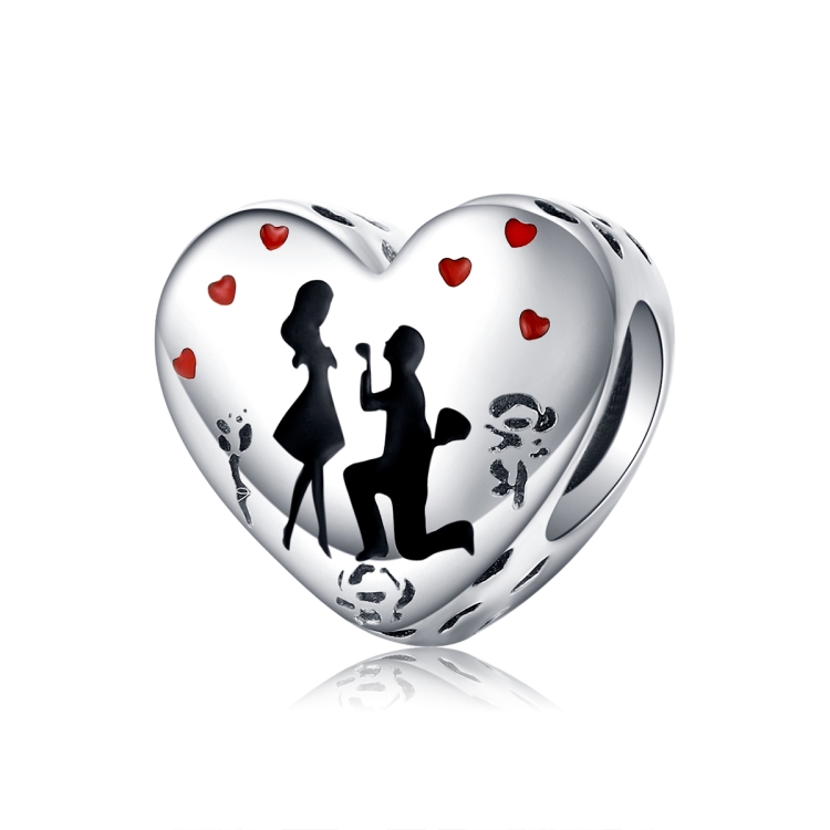

S925 Sterling Silver Heart-shaped Marriage Proposal Loose Beads DIY Bracelet Accessories