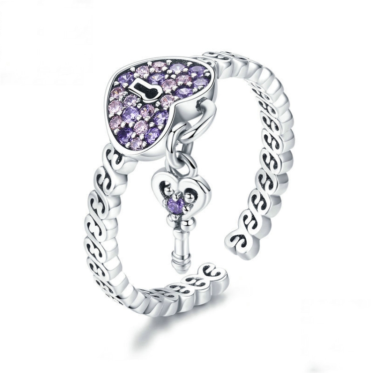 

Promise S925 Sterling Silver Ladies Ring Heart Lock Open Ring