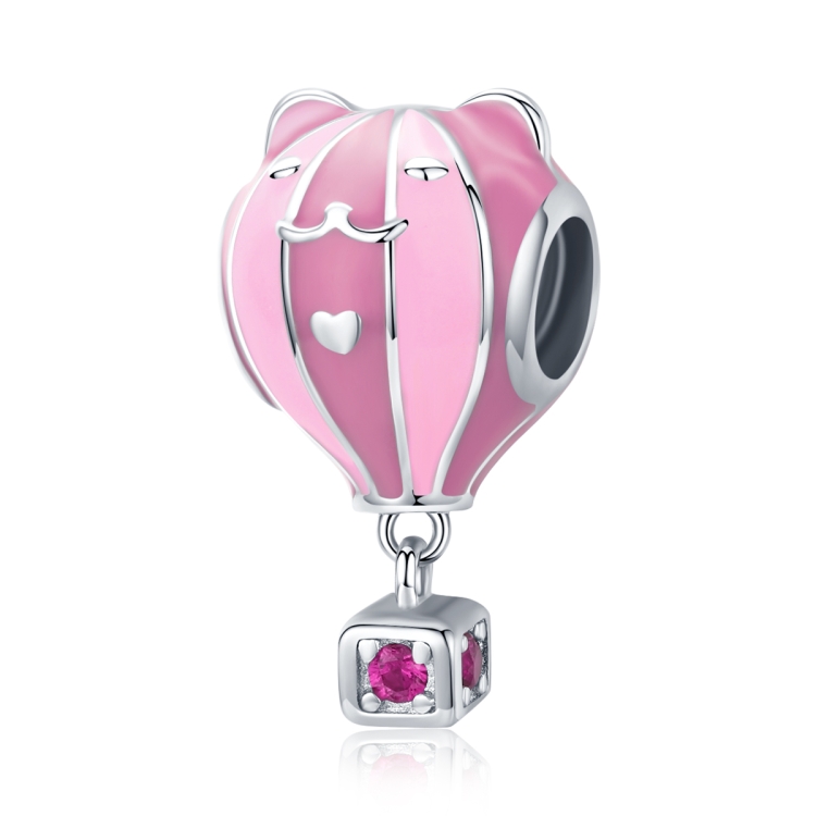 

Pink Animal Hot Air Balloon Beaded S925 Sterling Silver Loose Beads DIY Bracelet Silver Beads