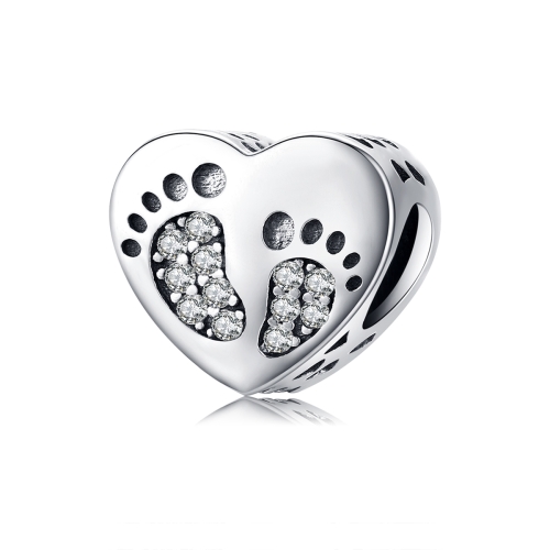 

Heart-shaped Footprint Beaded S925 Sterling Silver Loose Beads DIY Bracelet Silver Beads