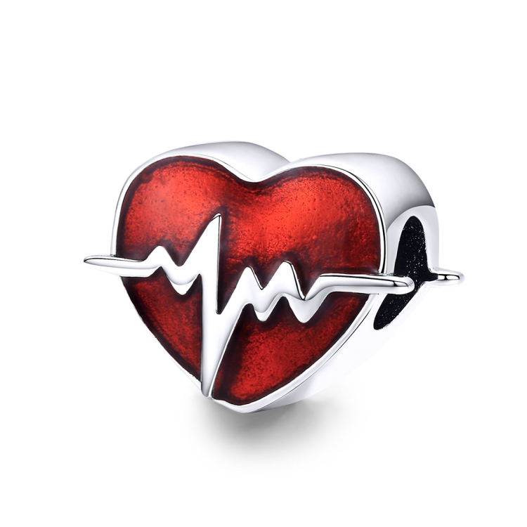 

S925 Sterling Silver Red ECG Beaded DIY Love Loose Bead Bracelet Accessories