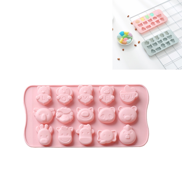 

6 PCS Cartoon Animal Shape Silicone Ice Tray Chocolate Mold Household DIY Baking Tool(Pink)